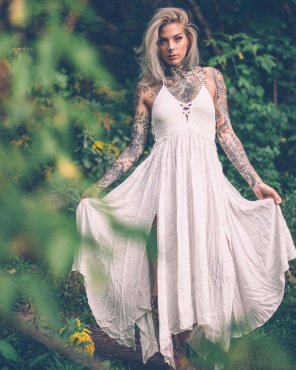 People in nature Dress Clothing Gown White Green 