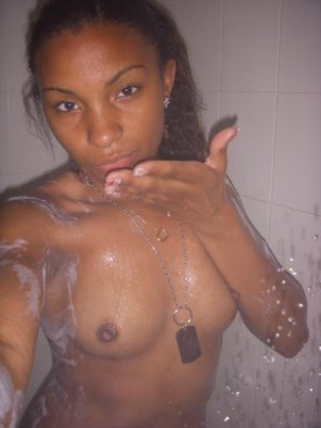 Ebony babe in the shower