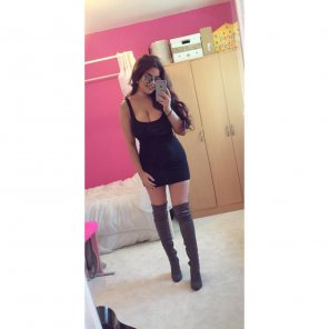 amateur pic Clothing Thigh Leg Shoulder Dress 