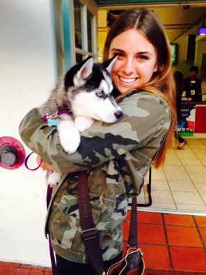 amateur pic Cute girl holding cute dog