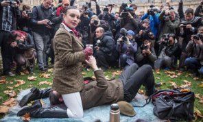 Two British Folks joining in on the Facesitting Protest