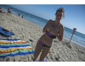 amateur photo Hand Bra on the Beach