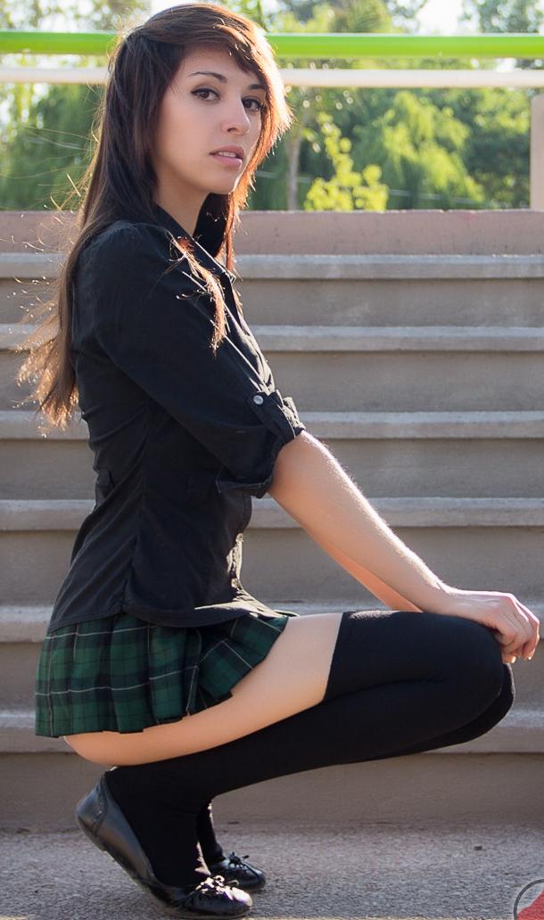 Schoolgirl glamour teenager outdoor