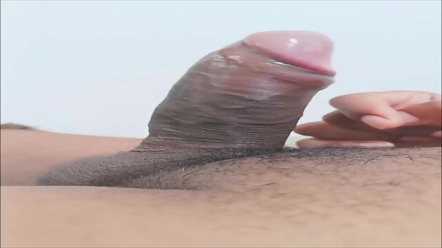 school boy shows his dick pulsating and precum dropping down the cock