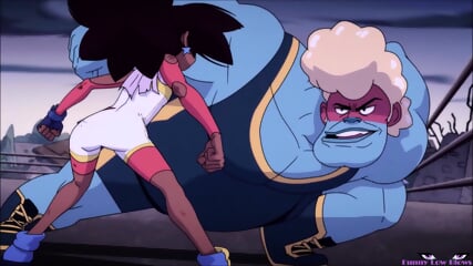 Sexy Ebony Fighter BALLBUSTING Anime, Invincible Fight Girl Kick In The Balls