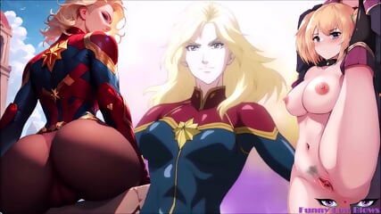 NUT PUNCH Future Avengers Captain Marvel BALLBUSTING 2 Nutshots Anime Kick In The Nuts - Animergamergirl