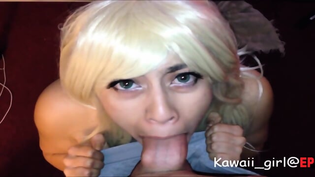 at 11.50 CUM ON TIS green eyes blonde latina, BLOWJOB FINISH cumshot POV Kawaii Girl