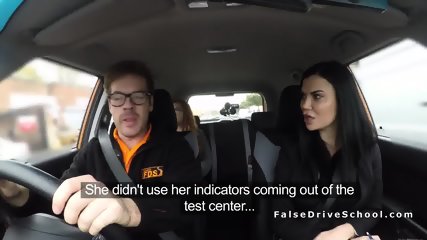 Redhead In Threesome In Fake Driving School
