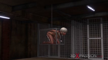 3d Hot Active Shemale Fucks Sweet Teen Captive In Human Cage In The Dark Basement