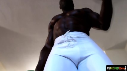 Muscular Ebony Jock Tugs His Hard Cock