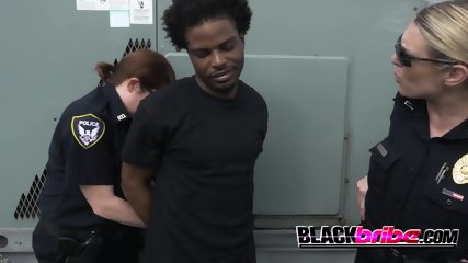 Suspect Is Caught With His Black Cock On Hand By Some White, Horny And Desperate Big Titty Cops.