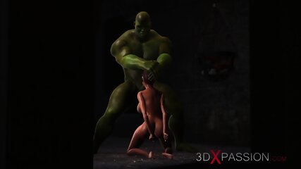 Young Anal Horny Sex Slave Gets Fucked By Big Green Monster In Dungeon