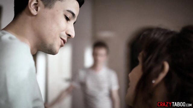 Stepbrothers double penetrate grief stricken stepmom