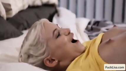 Cute Blonde Teen Enjoys A Deep Doggystyle Fucking On The Bed