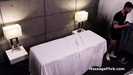 Milking Cock Under The Table During Massage