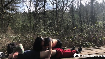 Long Haired Asian Teen Gets A Surprise Cumshot In Mouth Outdoors