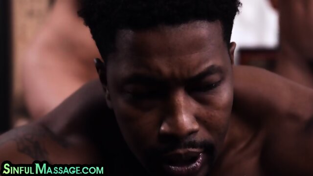 IR oiled sex massage with BBC for busty MILF and babe