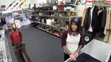 Tattooed Pawnshop Customer Fucked In POV And Facialized