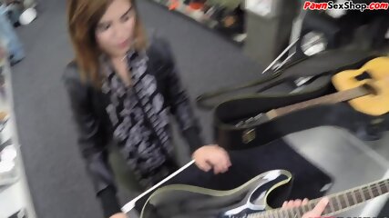 Guitar Customer Fucked And Facialized In Pawnshop Office