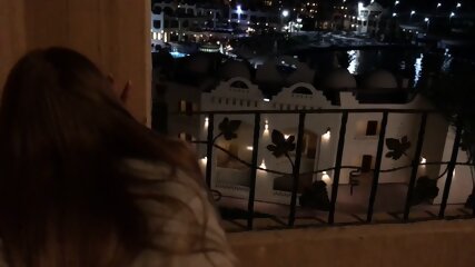 Hot Teens Fuck On The Balcony Of The Resort At Night