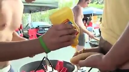 Pledge Sucks Dick At Public Tailgate BBQ Facial