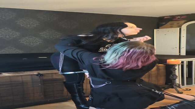 Two girls playing chastity