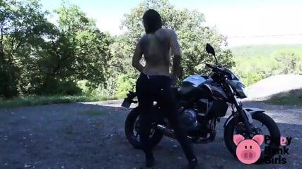 Vic Alouqua Masturbates Outside On Top Of Motorcycle.